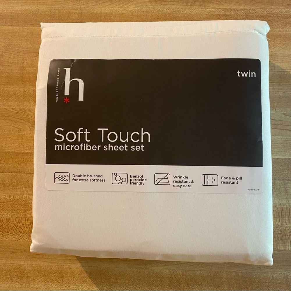 Home Expressions Soft Touch Microfiber Twin Sheet Set - Soft White